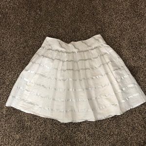 LOFT White & Silver Skirt